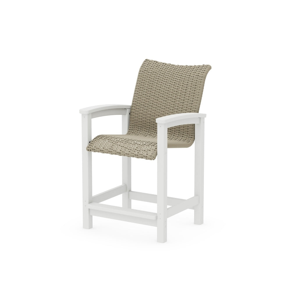 POLYWOOD Coastal Woven Counter Chair - White