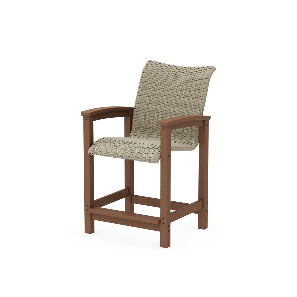 POLYWOOD Coastal Woven Counter Chair - Teak