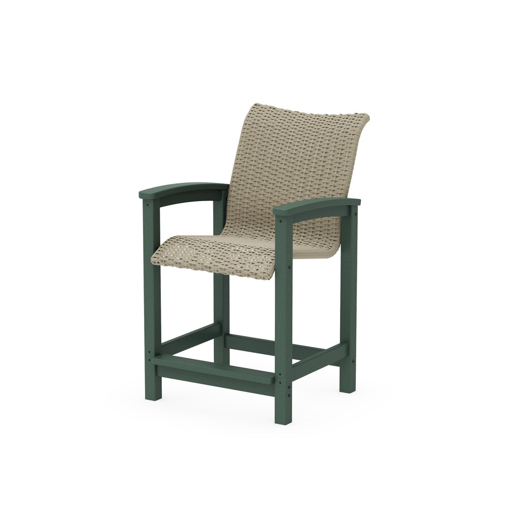 POLYWOOD Coastal Woven Counter Chair - Green