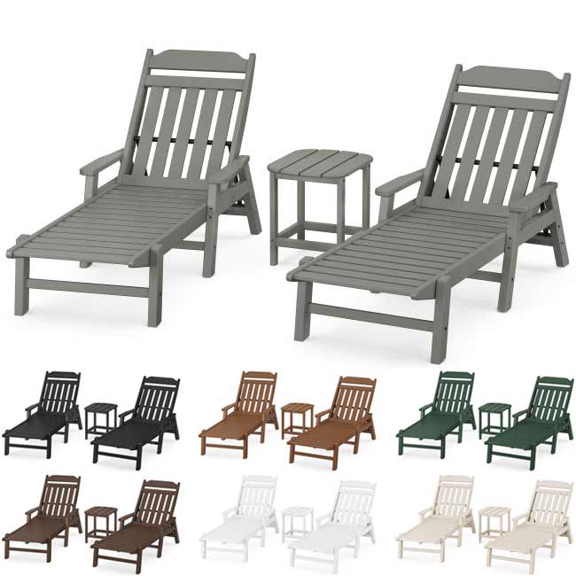 POLYWOOD® Country Living 3-Piece Chaise Set with Arms - PWS1551-1 Chaise POLYWOOD®