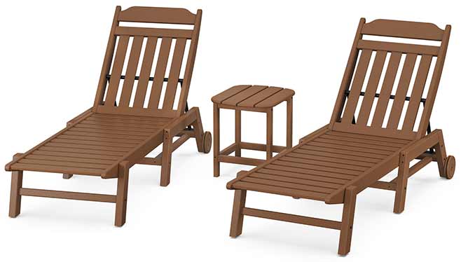 POLYWOOD® Country Living 3-Piece Chaise Set with Wheels - PWS1553-1 Chaise POLYWOOD®