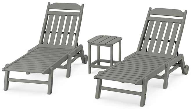 POLYWOOD® Country Living 3-Piece Chaise Set with Wheels - PWS1553-1 Chaise POLYWOOD®