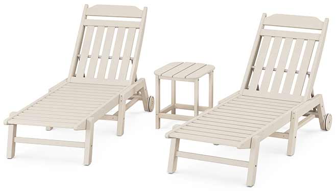 POLYWOOD® Country Living 3-Piece Chaise Set with Wheels - PWS1553-1 Chaise POLYWOOD®