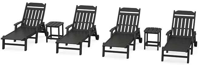 POLYWOOD® Country Living 6-Piece Chaise Set with Arms and Wheels - PWS1558-1 Chaise POLYWOOD®