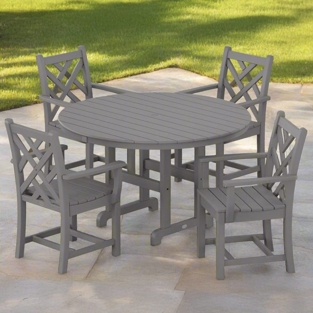POLYWOOD® Dining Set - Chippendale 5-Piece Round Farmhouse - PWS122-1 Dining Set POLYWOOD®
