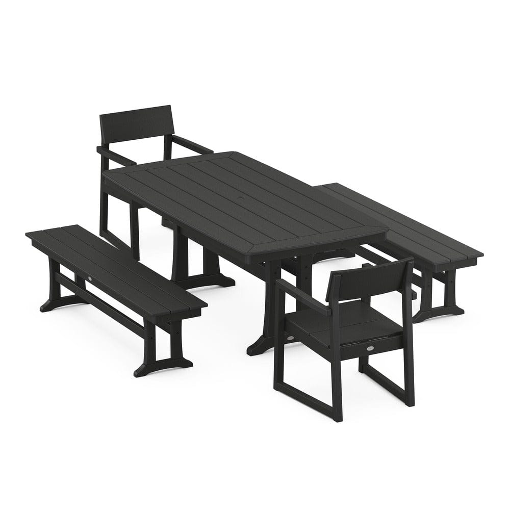 POLYWOOD® EDGE 5-Piece Dining Set with Trestle Legs - PWS1038 Outdoor Furniture POLYWOOD®