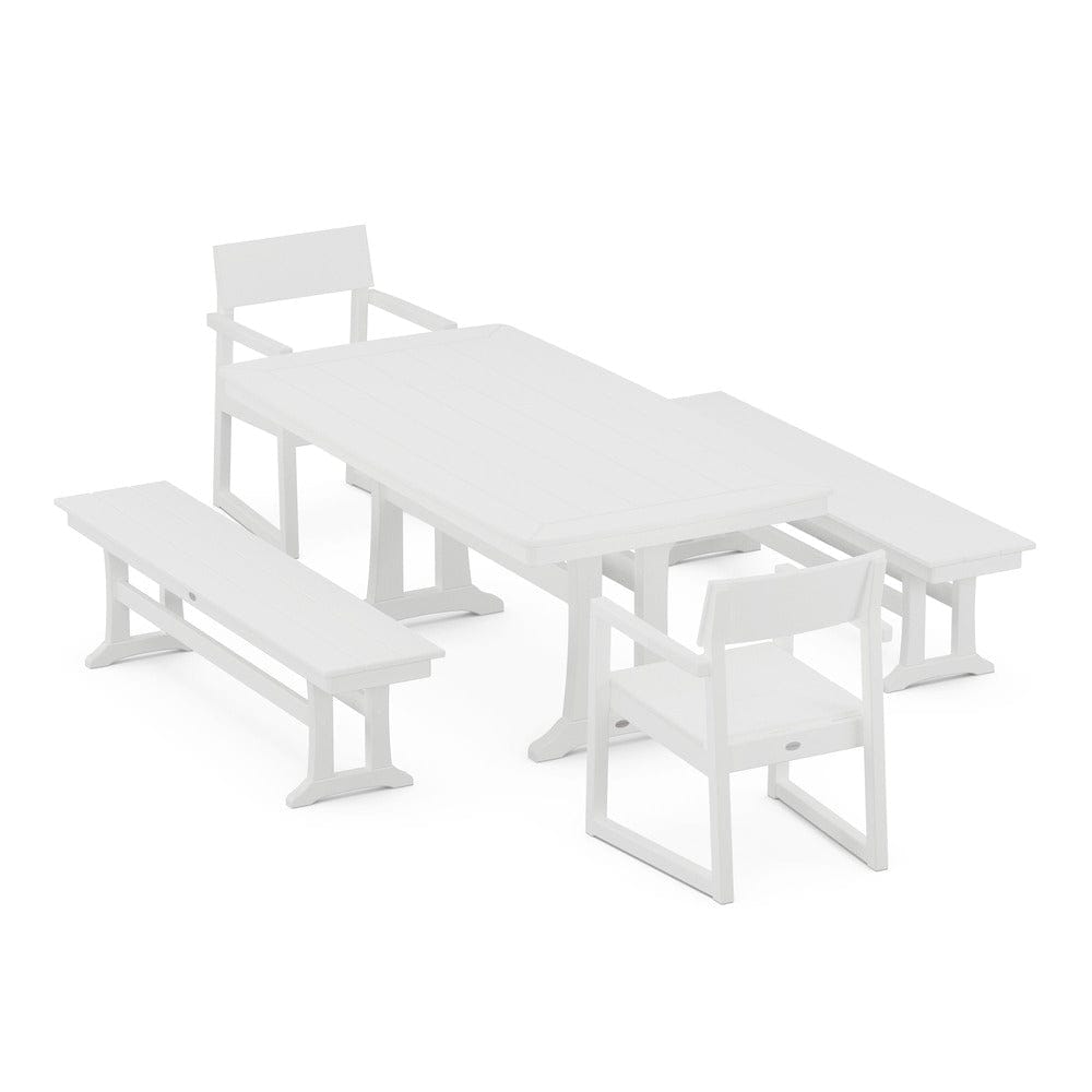 POLYWOOD® EDGE 5-Piece Dining Set with Trestle Legs - PWS1038 Outdoor Furniture POLYWOOD®