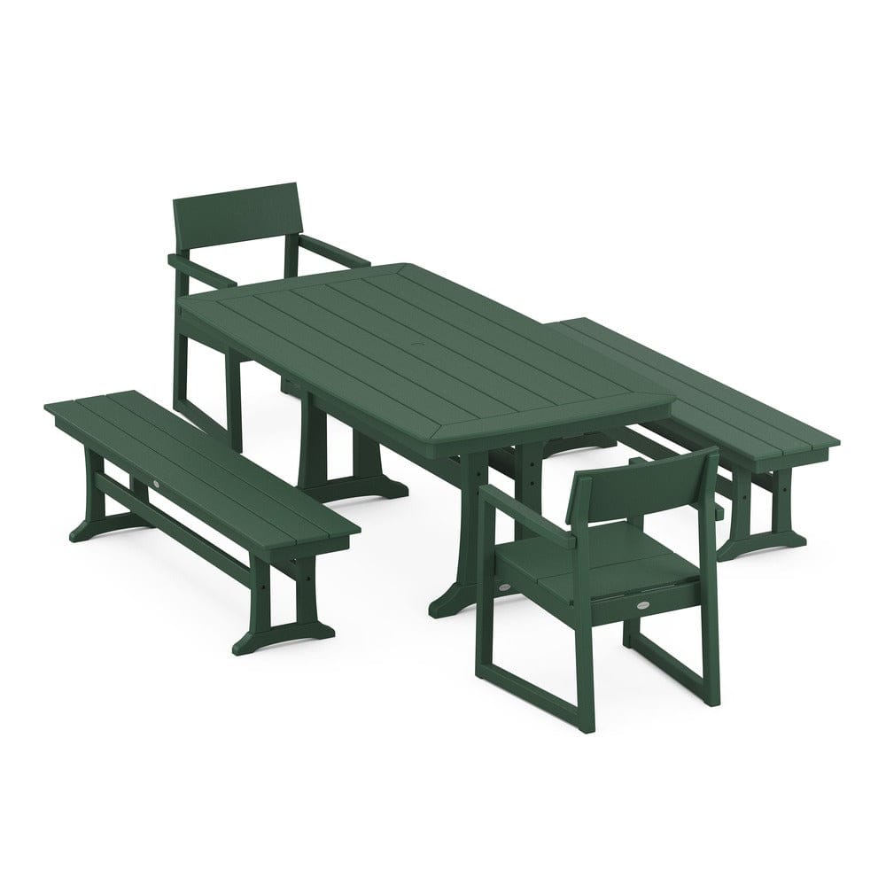 POLYWOOD® EDGE 5-Piece Dining Set with Trestle Legs - PWS1038 Outdoor Furniture POLYWOOD®
