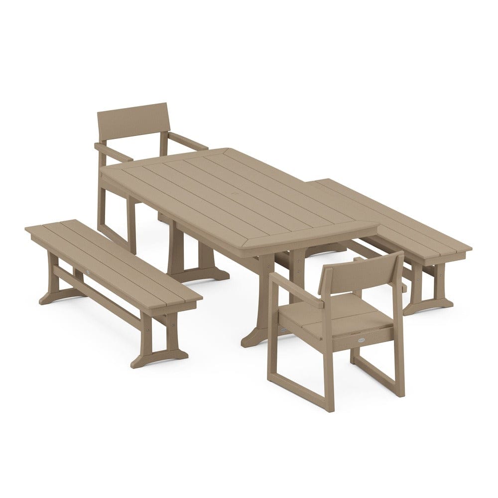 POLYWOOD® EDGE 5-Piece Dining Set with Trestle Legs - PWS1038 Outdoor Furniture POLYWOOD®