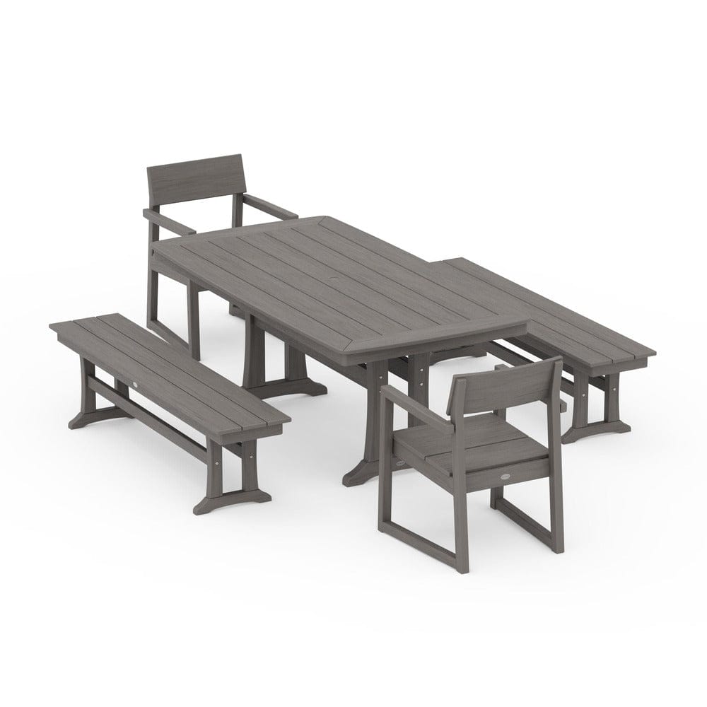 POLYWOOD® EDGE 5-Piece Dining Set with Trestle Legs - PWS1038 Outdoor Furniture POLYWOOD®