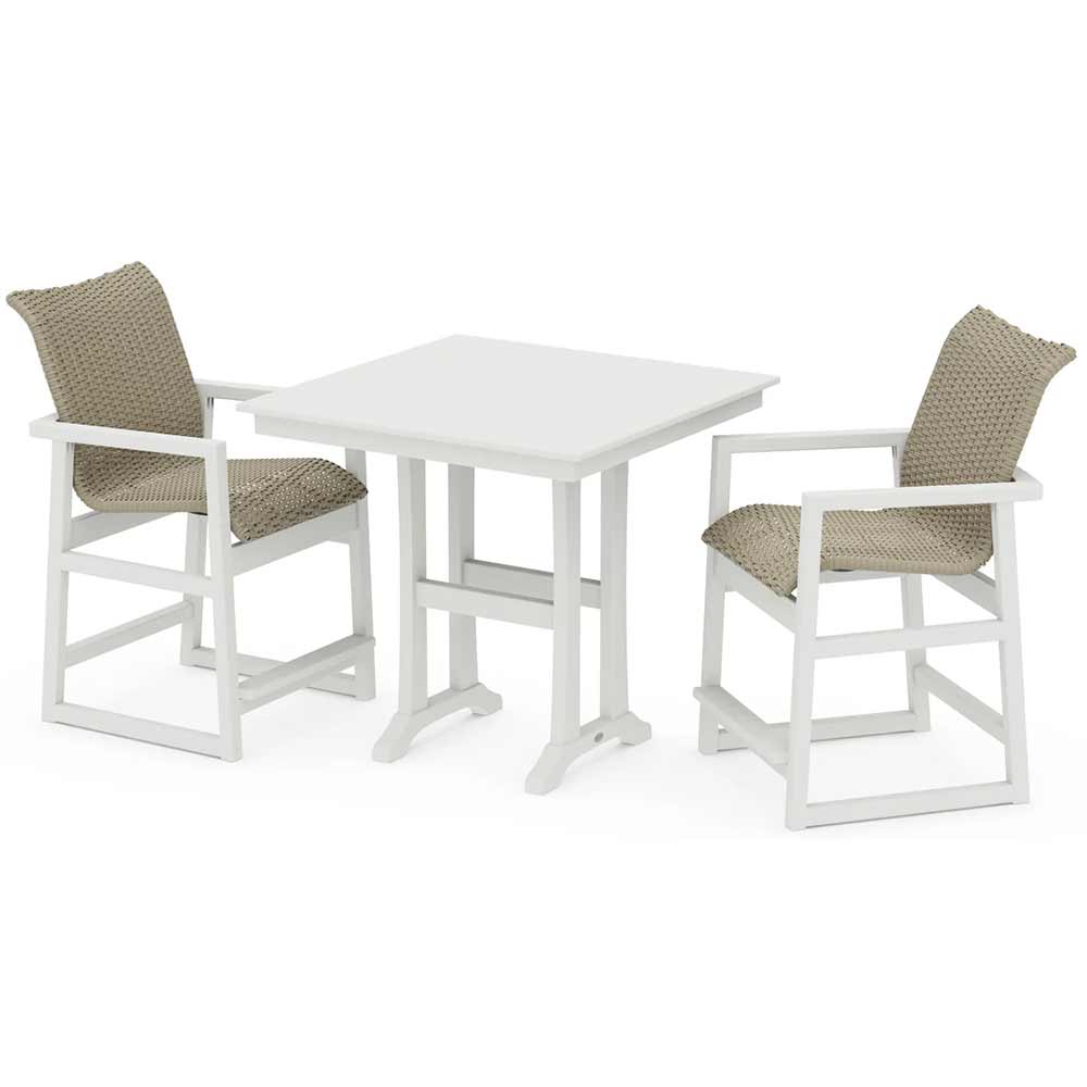 POLYWOOD® EDGE Woven 3-Piece Farmhouse Counter Set with Trestle Legs - PWS2910-1