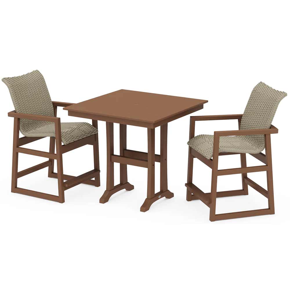 POLYWOOD® EDGE Woven 3-Piece Farmhouse Counter Set with Trestle Legs - PWS2910-1