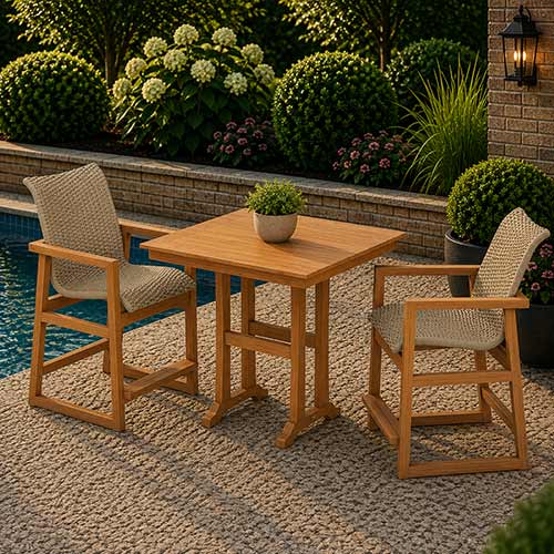 POLYWOOD® EDGE Woven 3-Piece Farmhouse Counter Set with Trestle Legs - PWS2910-1