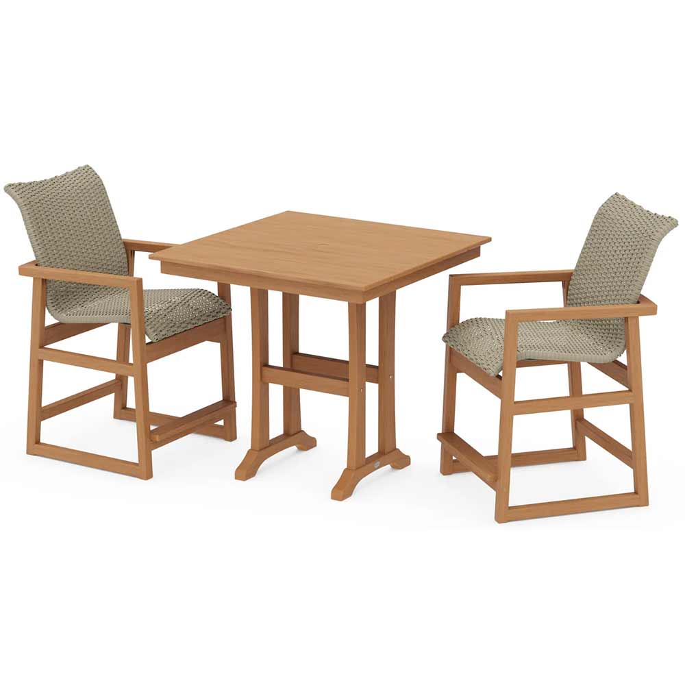 POLYWOOD® EDGE Woven 3-Piece Farmhouse Counter Set with Trestle Legs - PWS2910-1