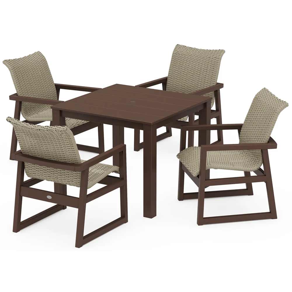 POLYWOOD® EDGE Woven 5-Piece Parsons Dining Set - PWS2892-1
