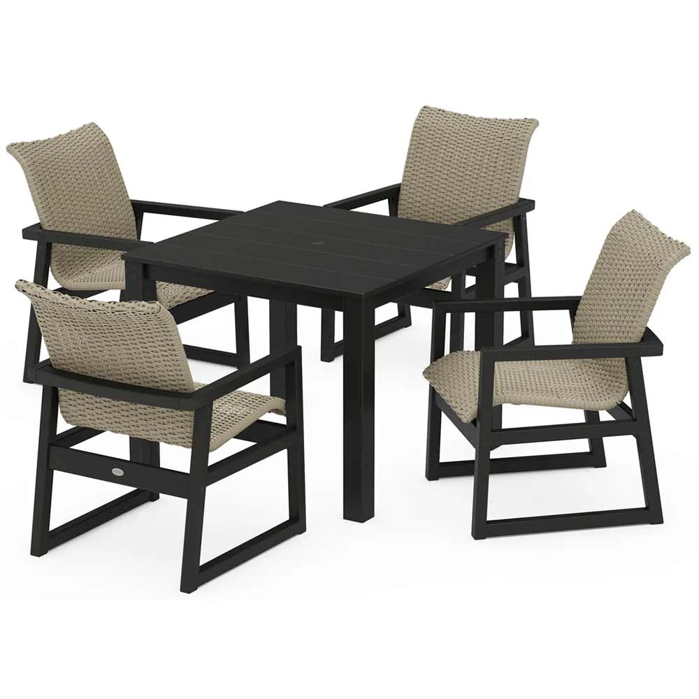 POLYWOOD® EDGE Woven 5-Piece Parsons Dining Set - PWS2892-1
