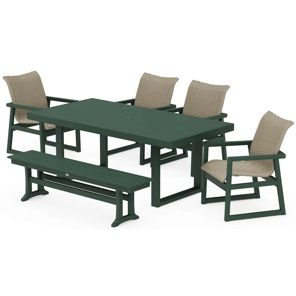 POLYWOOD® EDGE Woven 6-Piece Dining Set with Bench - PWS2881-1
