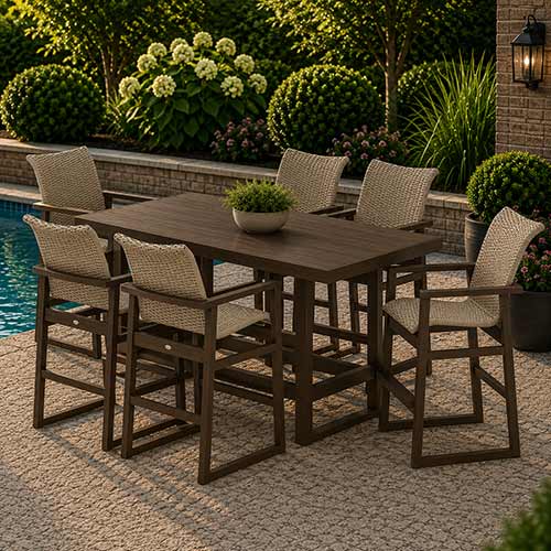 POLYWOOD® EDGE Woven Arm Chair 7-Piece Bar Set - PWS2894-1