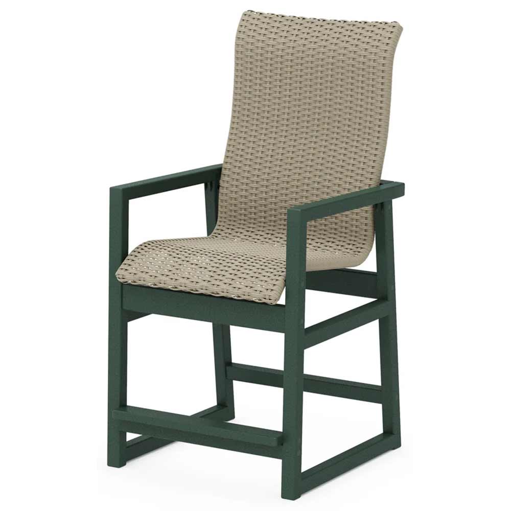 POLYWOOD® EDGE Woven High-Back Counter Arm Chair - EMD251
