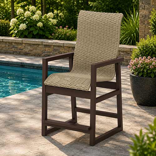 POLYWOOD® EDGE Woven High-Back Counter Arm Chair - EMD251
