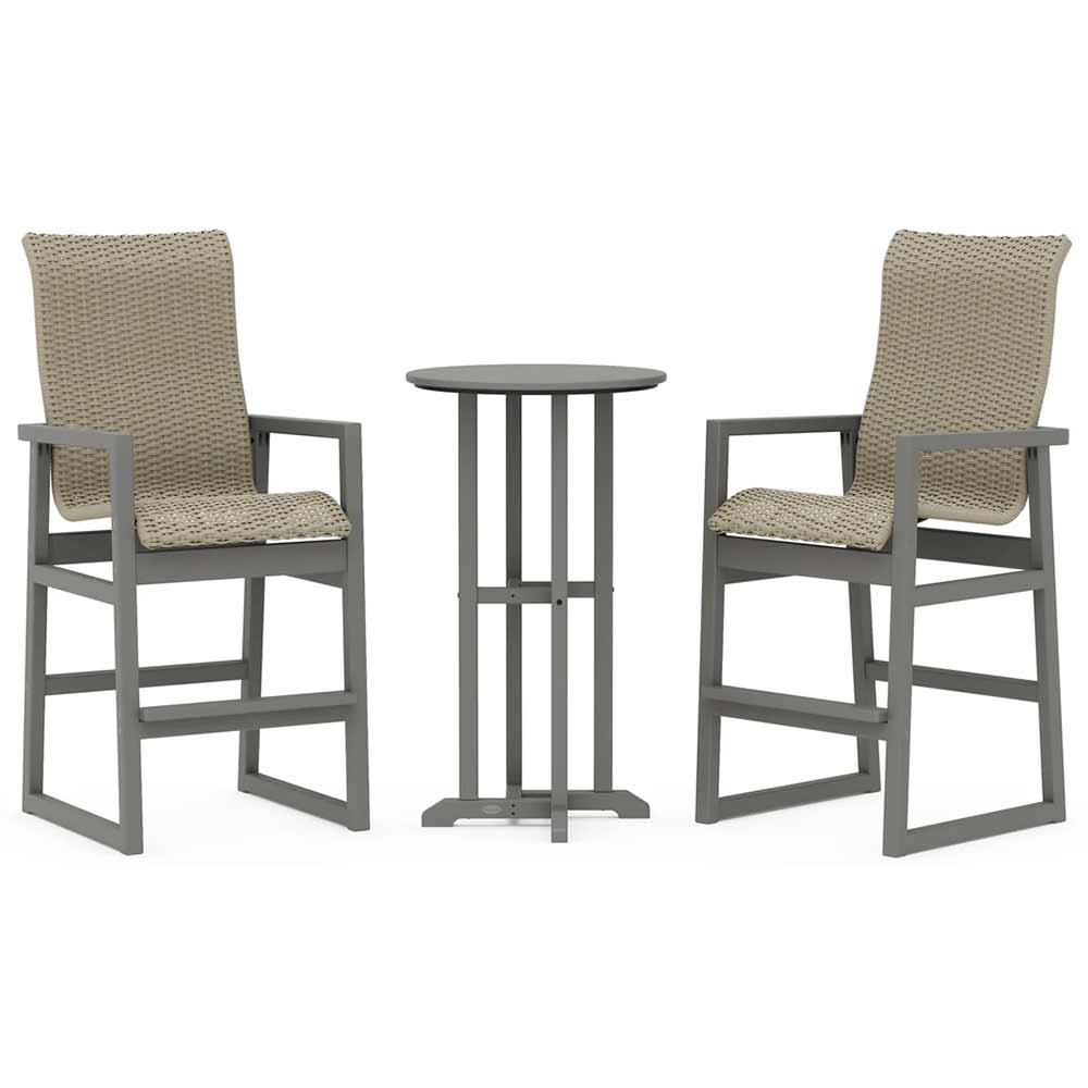 POLYWOOD® EDGE Woven Highback 3-Piece Farmhouse Bar Set - PWS2919-1