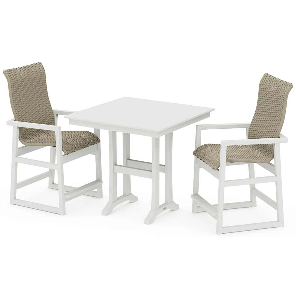 POLYWOOD® EDGE Woven Highback 3-Piece Farmhouse Counter Set with Trestle Legs - PWS2927-1