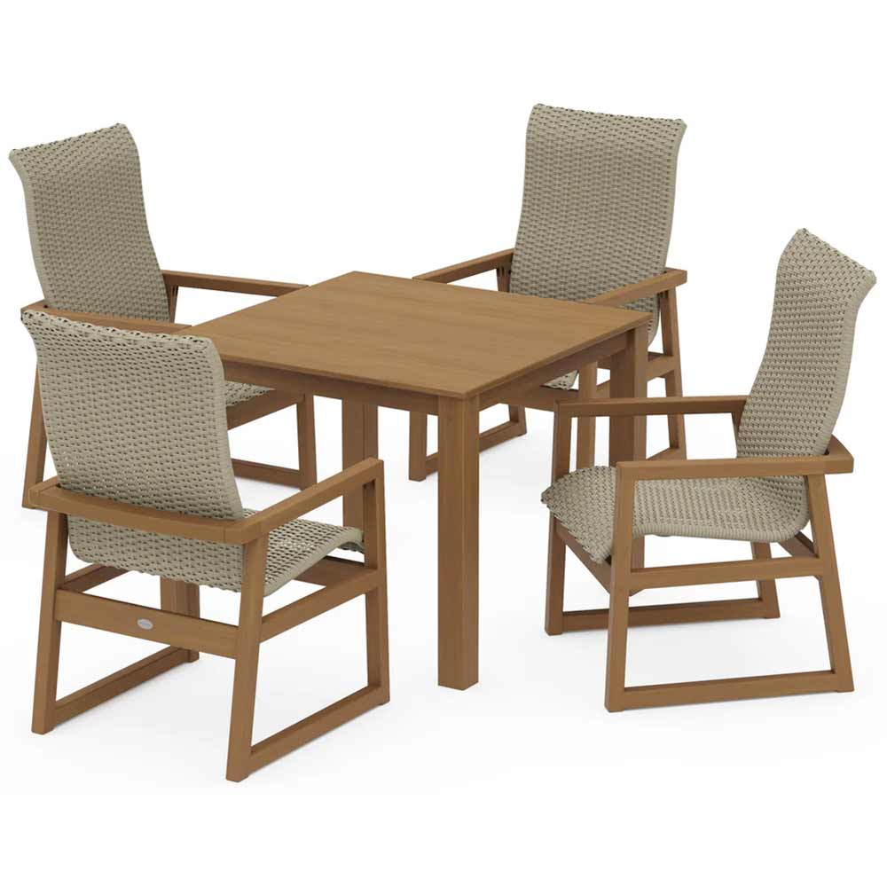 POLYWOOD® EDGE Woven Highback 5-Piece Parsons Dining Set - PWS2913-1
