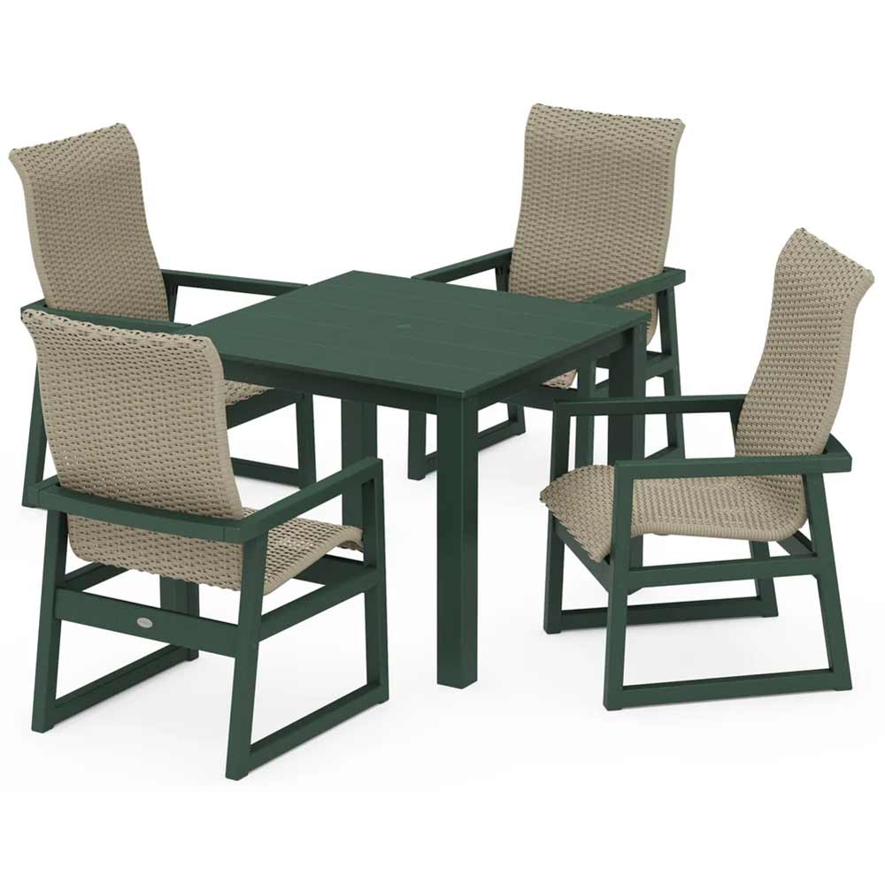 POLYWOOD® EDGE Woven Highback 5-Piece Parsons Dining Set - PWS2913-1