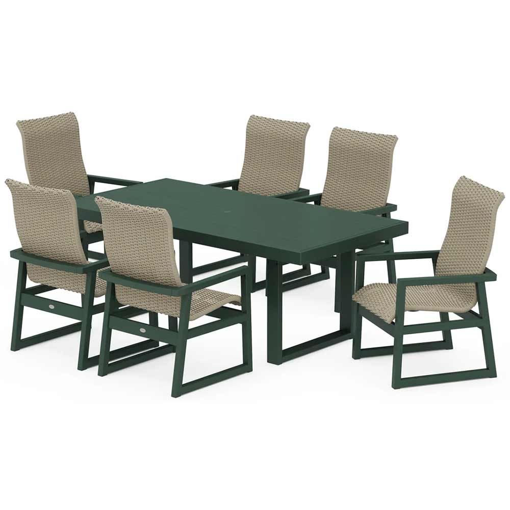 POLYWOOD® EDGE Woven Highback Arm Chair 7-Piece Dining Set - PWS2880-1