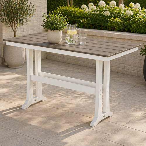 POLYWOOD® Farmhouse Trestle 37" x 72" Bar Table - Select Accents - PLB83-T1L1