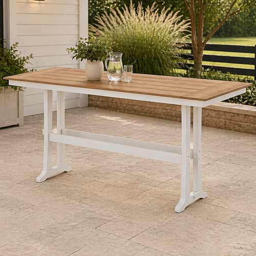 POLYWOOD® Farmhouse Trestle 38" x 96" Bar Table - Select Accents - PLR84-T1L1
