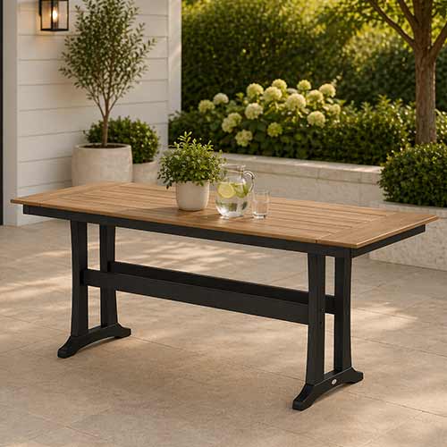 POLYWOOD® Farmhouse Trestle 38" x 96" Counter Table - Select Accents - PLR84-T1L1