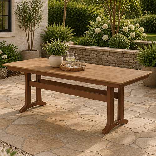 POLYWOOD® Farmhouse Trestle 38" x 96" Dining Table - Select Accents - PL84-T1L1
