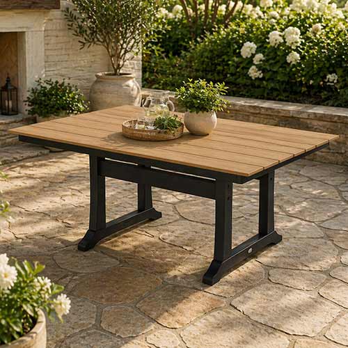 POLYWOOD® Farmhouse Trestle 59" Dining Table - Select Accents - PL85-T1L1