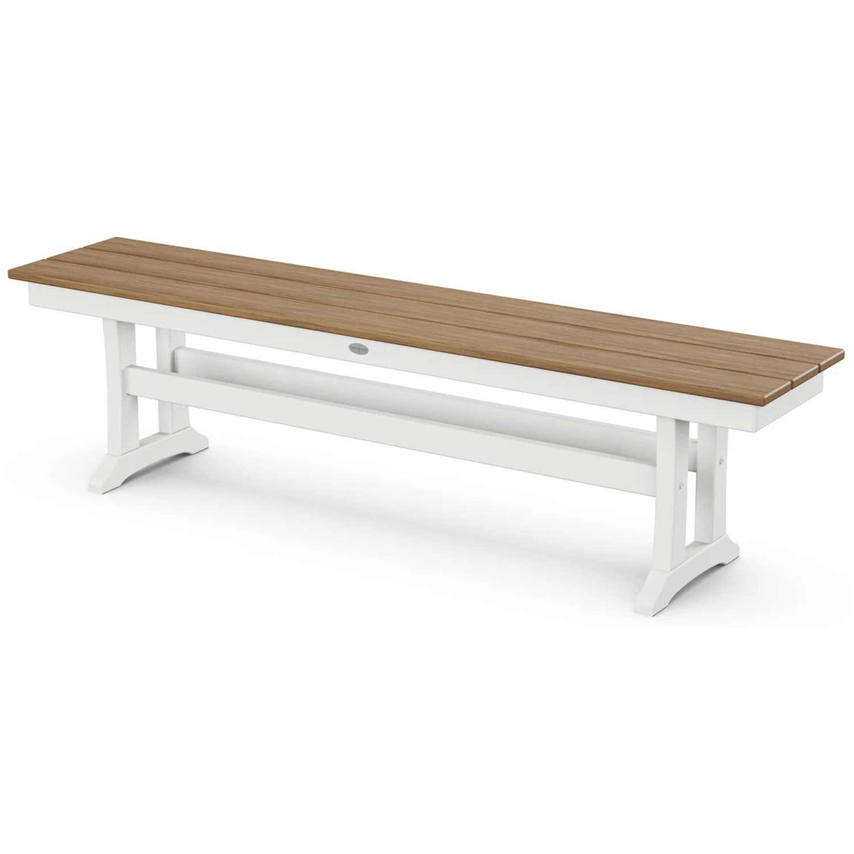 POLYWOOD® Benches White / Natural POLYWOOD® Farmhouse Trestle 65" Bench - Select Accents - PL36-T1L1