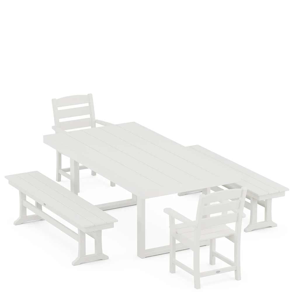 POLYWOOD® Lakeside 5-Piece Dining Set with Benches - PWS877-1