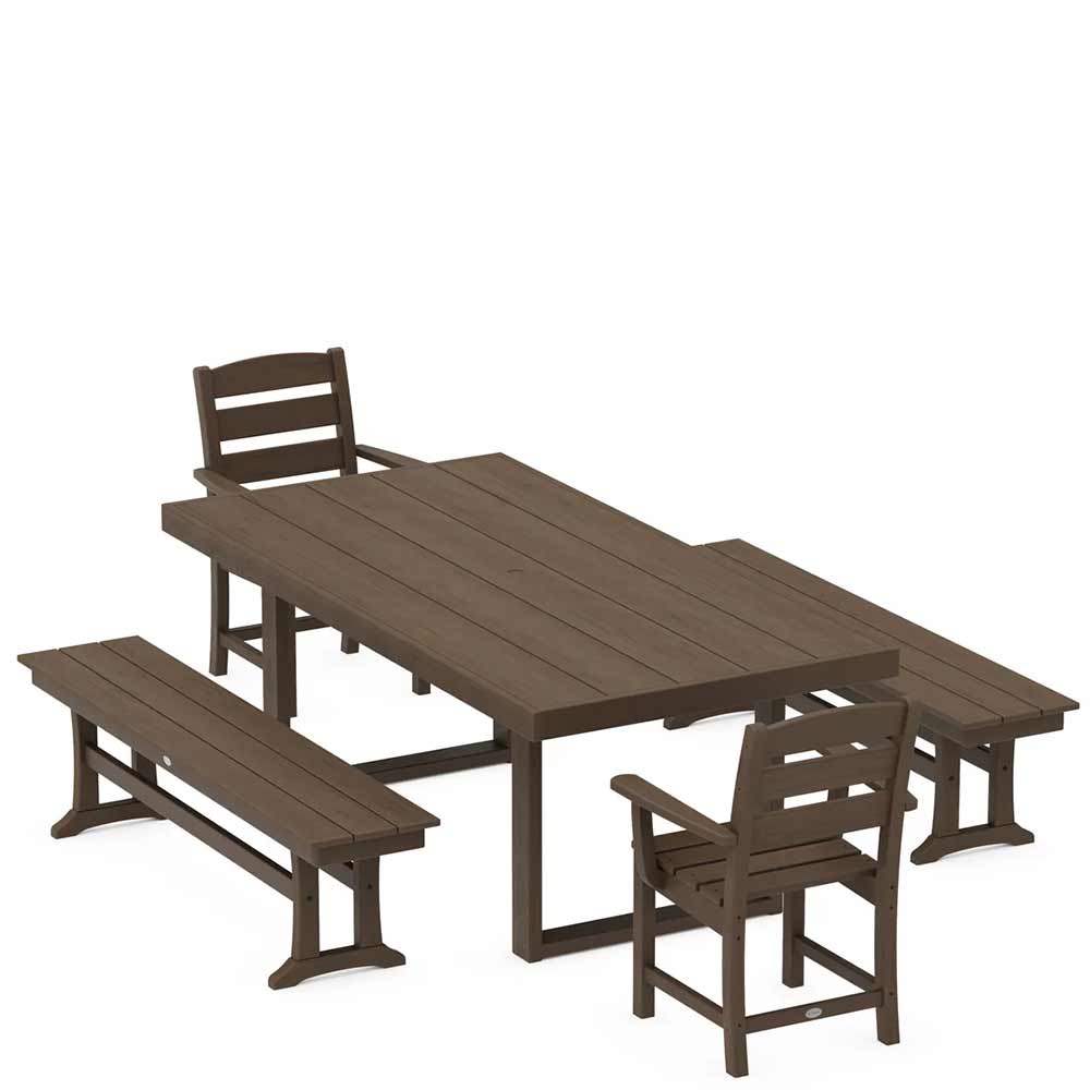 POLYWOOD® Lakeside 5-Piece Dining Set with Benches - PWS877-1