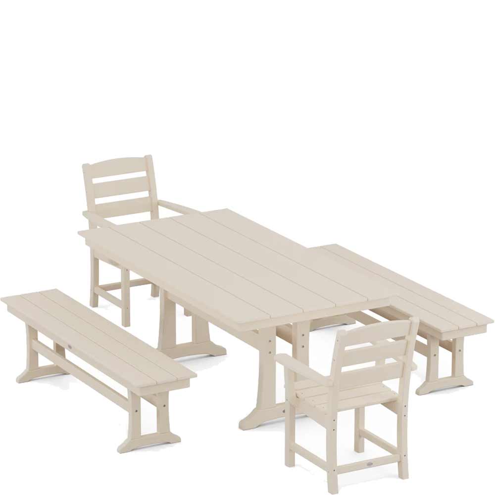 POLYWOOD® Lakeside 5-Piece Farmhouse Dining Set With Trestle Legs - PWS1006-1 Dining Set POLYWOOD®