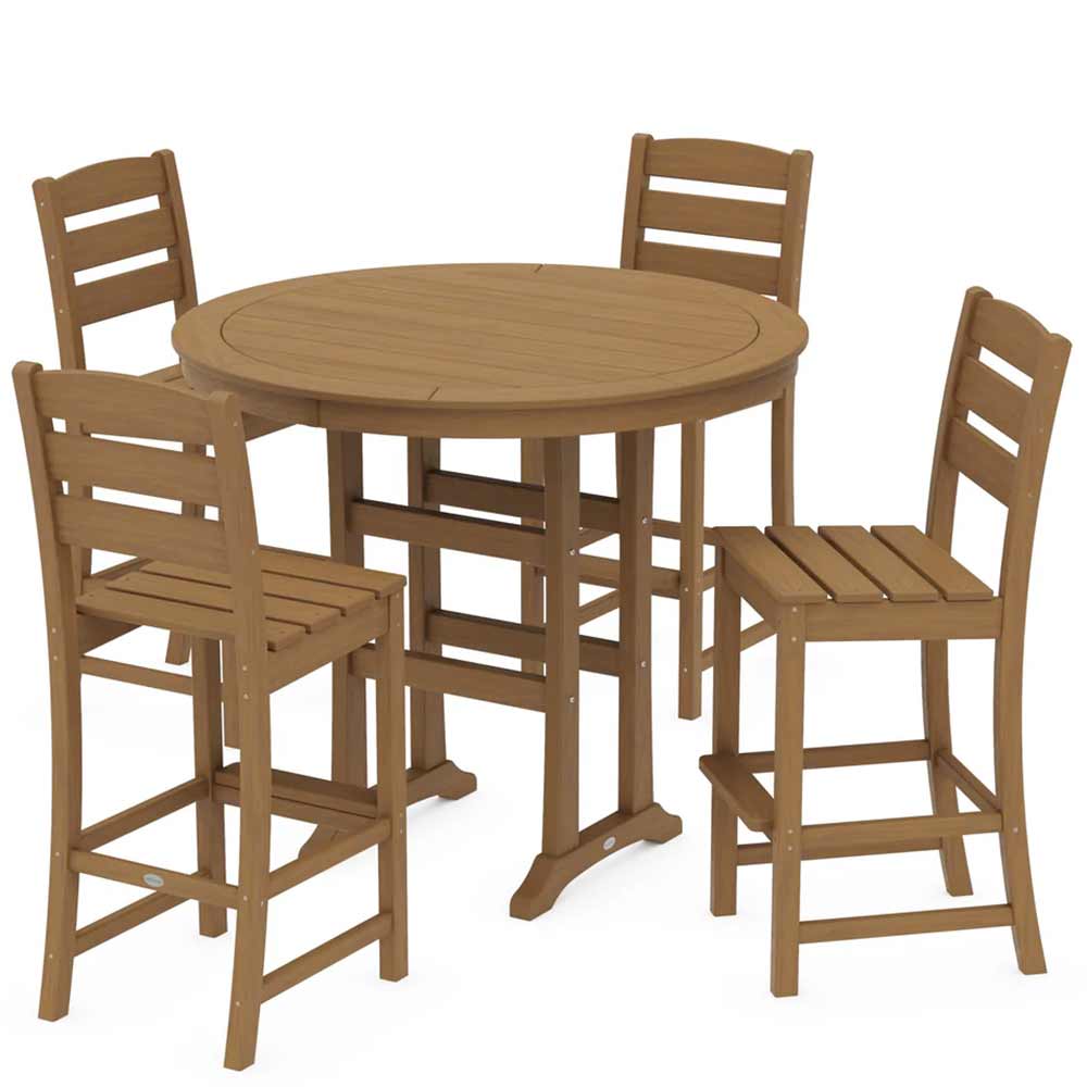 POLYWOOD® Lakeside 5-Piece Round Farmhouse Side Chair Bar Set - PWS616-1