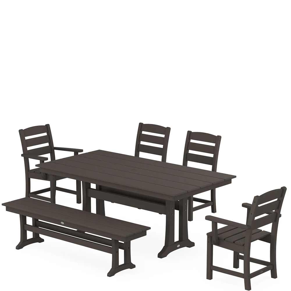 POLYWOOD® Lakeside 6-Piece Farmhouse Dining Set With Trestle Legs - PWS1007-1