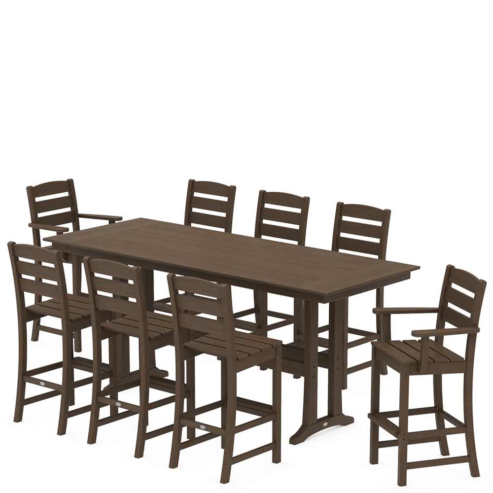 POLYWOOD® Lakeside 9-Piece Farmhouse Bar Set with Trestle Legs - PWS1907-1