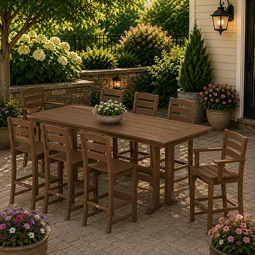 POLYWOOD® Lakeside 9-Piece Farmhouse Bar Set with Trestle Legs - PWS1907-1