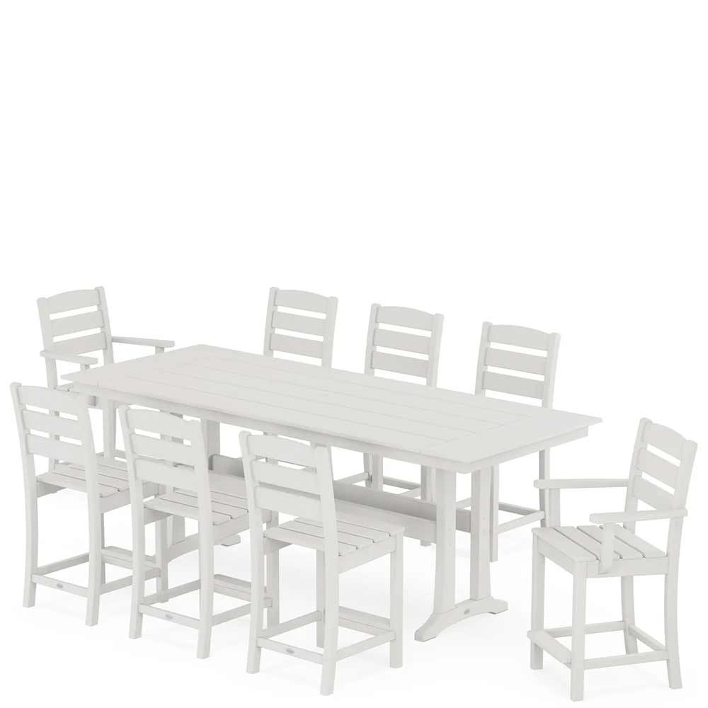 POLYWOOD® Lakeside 9-Piece Farmhouse Counter Set with Trestle Legs - PWS1890-1