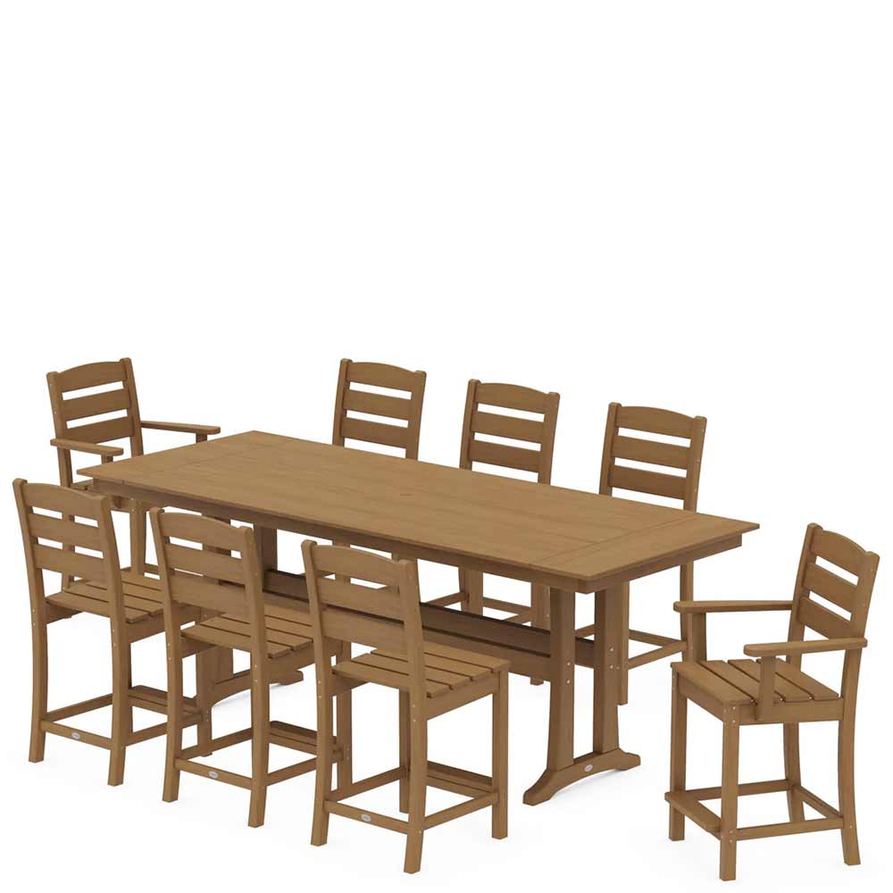 POLYWOOD® Lakeside 9-Piece Farmhouse Counter Set with Trestle Legs - PWS1890-1