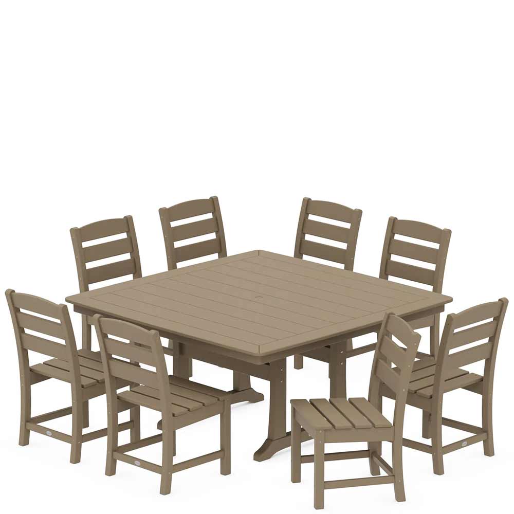 POLYWOOD® Lakeside 9-Piece Nautical Trestle Dining Set - PWS739-1