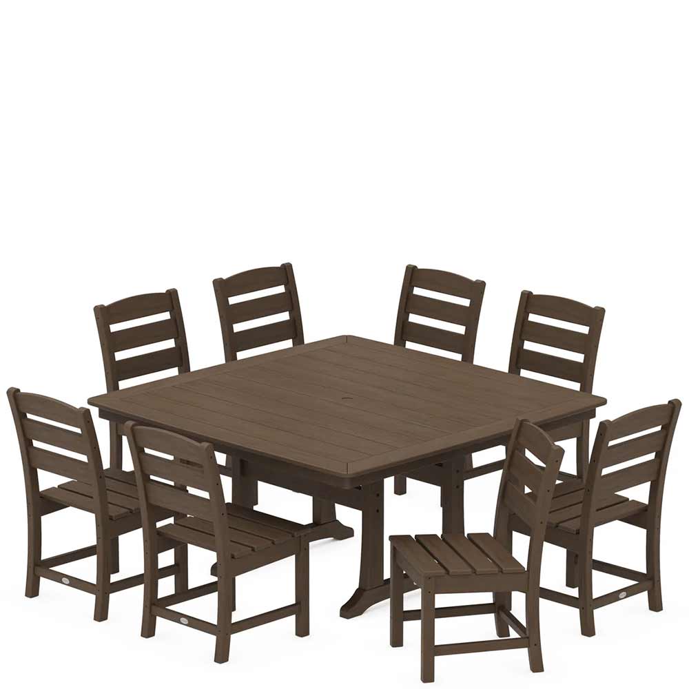 POLYWOOD® Lakeside 9-Piece Nautical Trestle Dining Set - PWS739-1