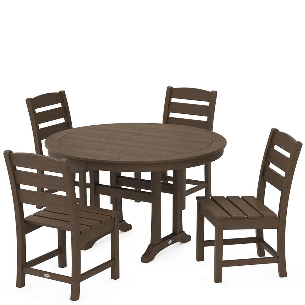 POLYWOOD® Lakeside Side Chair 5-Piece Round Dining Set With Trestle Legs - PWS1125-1