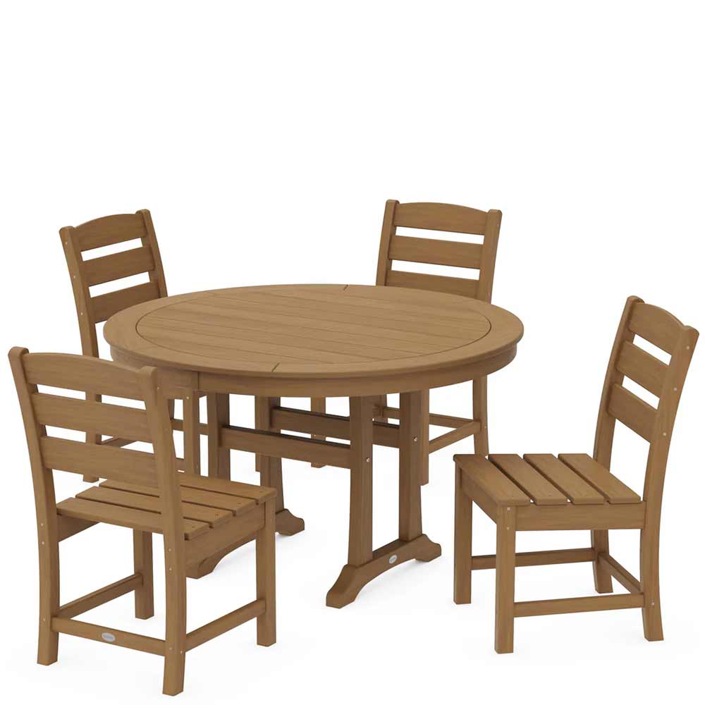 POLYWOOD® Lakeside Side Chair 5-Piece Round Dining Set With Trestle Legs - PWS1125-1