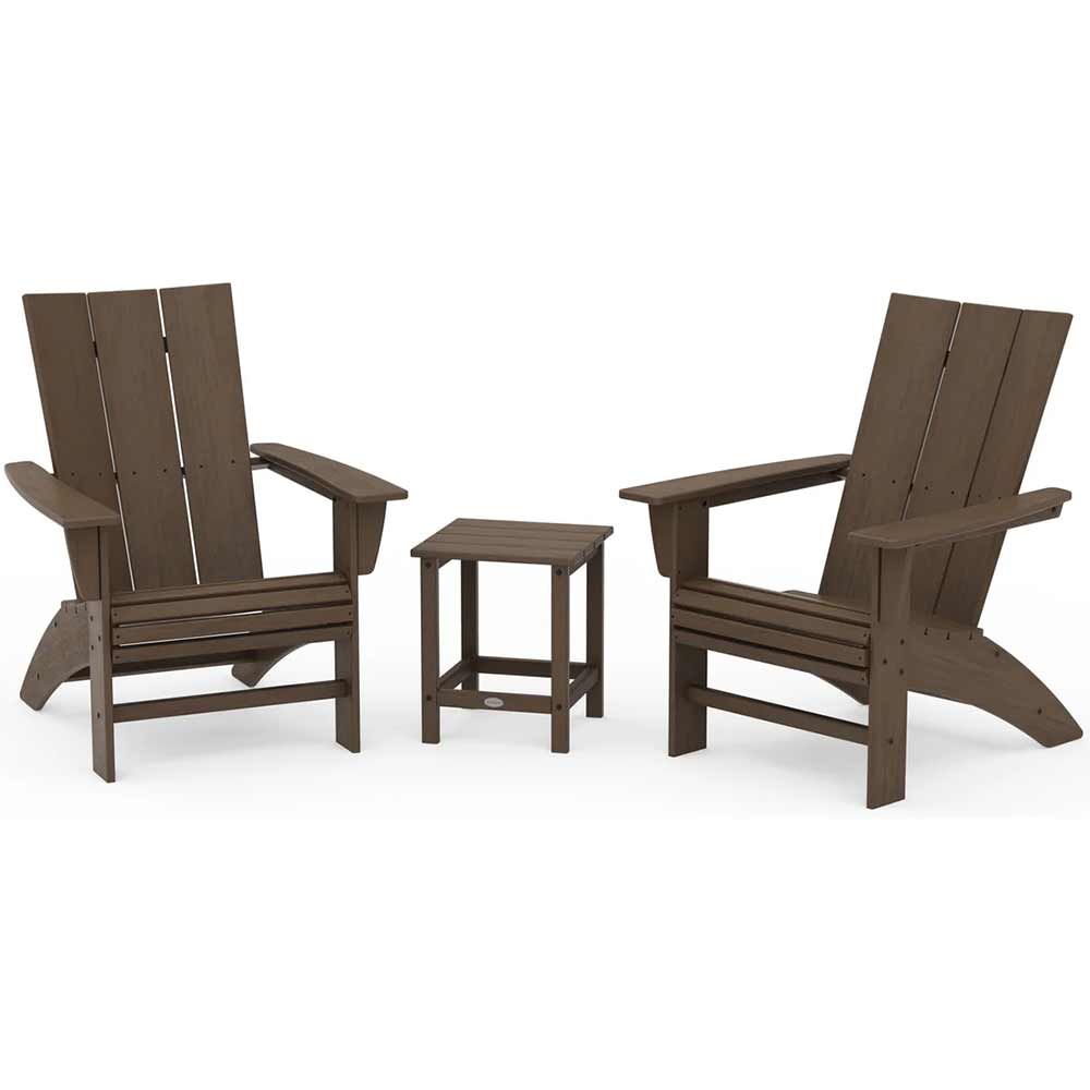 POLYWOOD® Modern 3-Piece Curveback Adirondack Set with Long Island 18" Side Table - PWS702-1