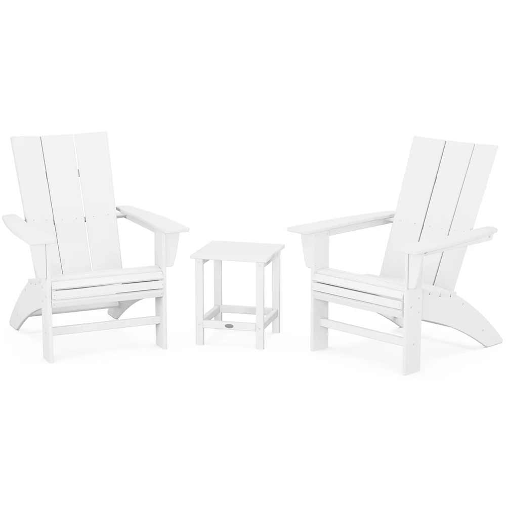 POLYWOOD® Modern 3-Piece Curveback Adirondack Set with Long Island 18" Side Table - PWS702-1
